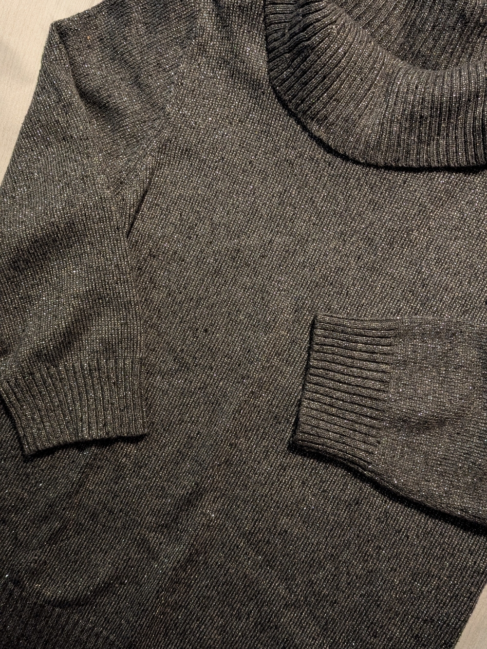Charcoal Marled Cowl Neck Sweater Size Petite Large - Picture 3 of 13